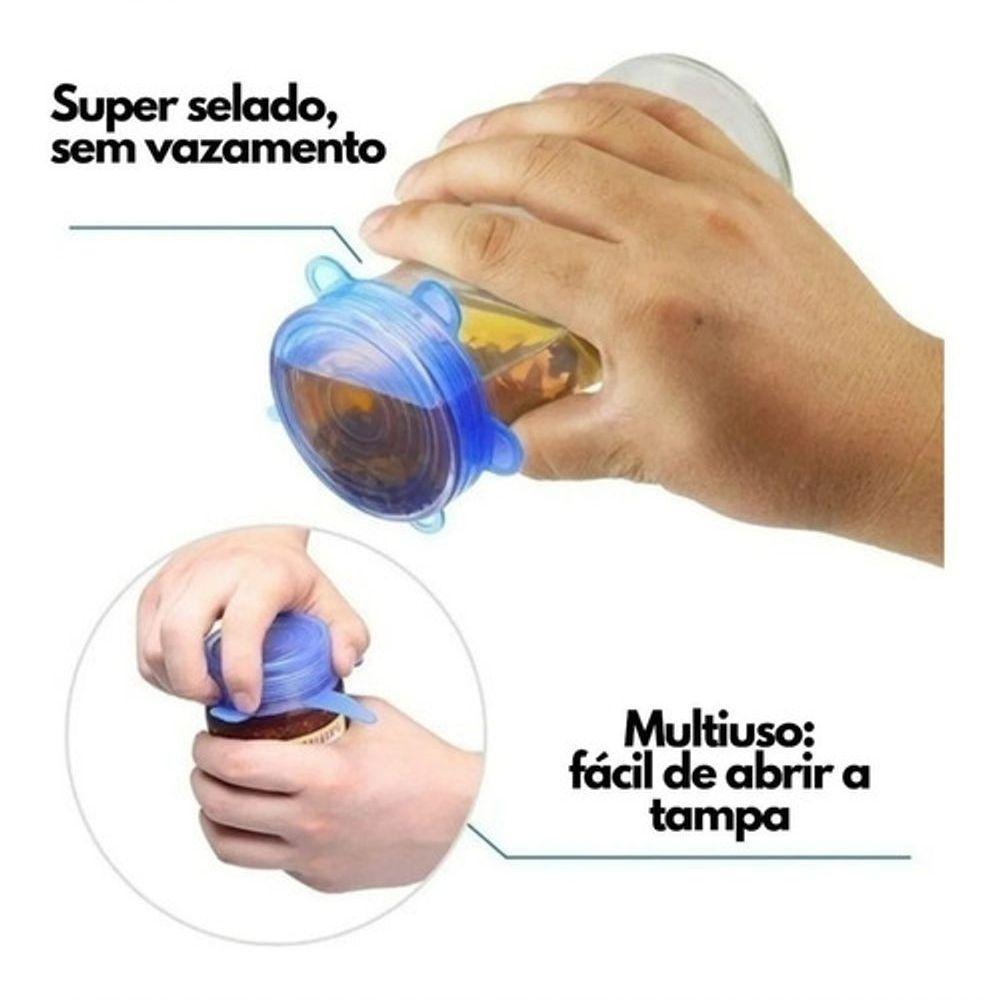 Kit 6 Tampas De Silicone Universal Panelas Vasilhas Lavável - 3