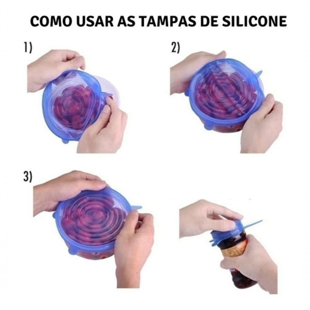 Kit 6 Tampas De Silicone Universal Panelas Vasilhas Lavável - 8