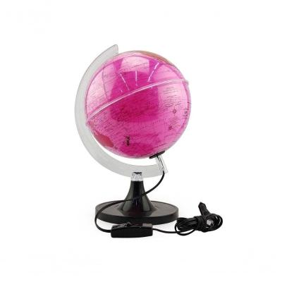 Globo Terrestre Aquarela Rosa Com Lâmpada Led Luminária Decorativo