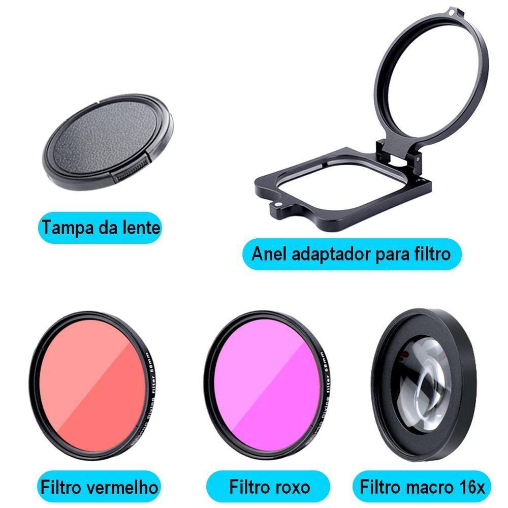Kit Filtros Mergulho + Macro 16x De Caixa Estanque Gopro 8-9-10-11 - 7