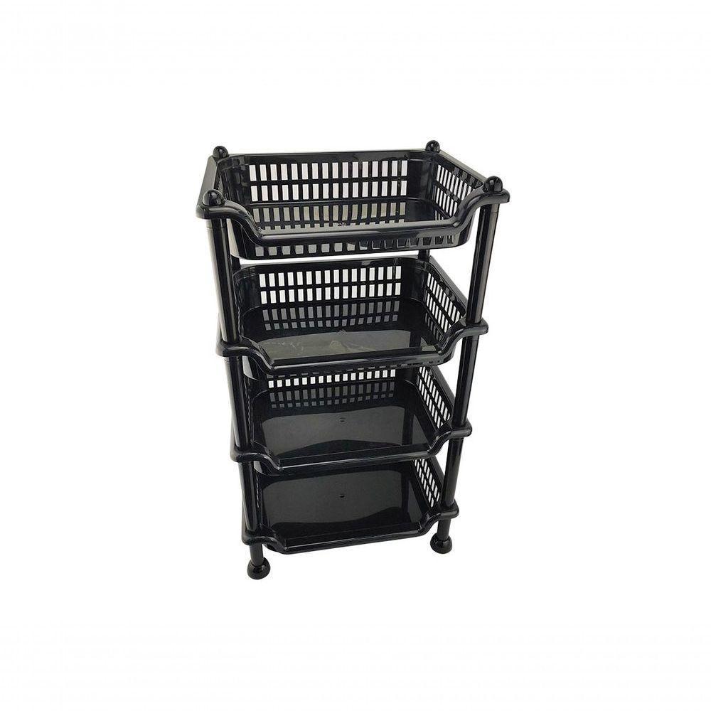 Prateleira Estante Fruteira Plástico Modular Multiuso 4 Andares Nitron Cozinha Lavanderia Cor:preto - 6