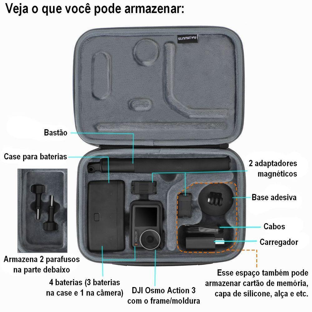 Bolsa Case De Transporte Para Dji Osmo Action 3 E Acessórios - 4