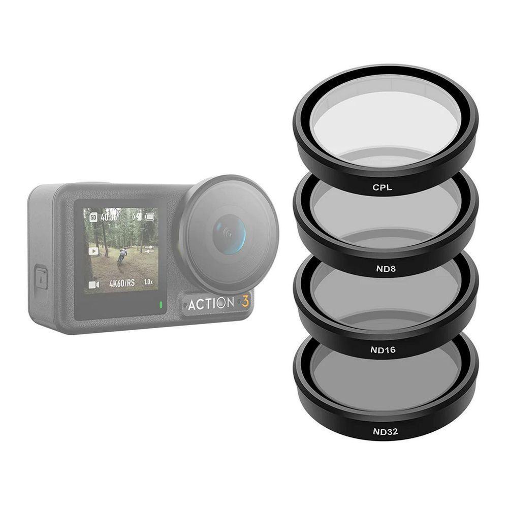 Kit Filtros Cpl E Nd8-16-32 Para Dji Osmo Action 3 - Telesin - 1