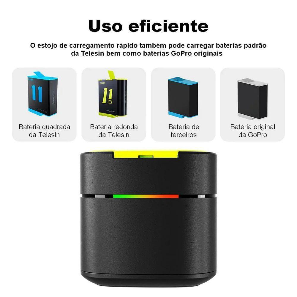 Carregador Duplo Quick Charge Gopro 12-11-10-9 - Telesin - 6