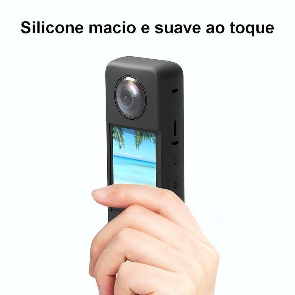 Capa De Silicone Com Proteção De Lentes Para Câmera Insta360 X3 Cor Preto - 4