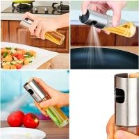 Kit 6 Spray Pulverizador Borrifador Dosador Azeite Vinagre Frasco De Vidro Acabamento Aço Inoxidável - 3