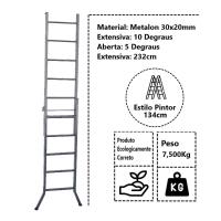 Escada Extensiva 3 Em 1 Metalon 30x20mm 5 E 10 Degraus 134cm - 4