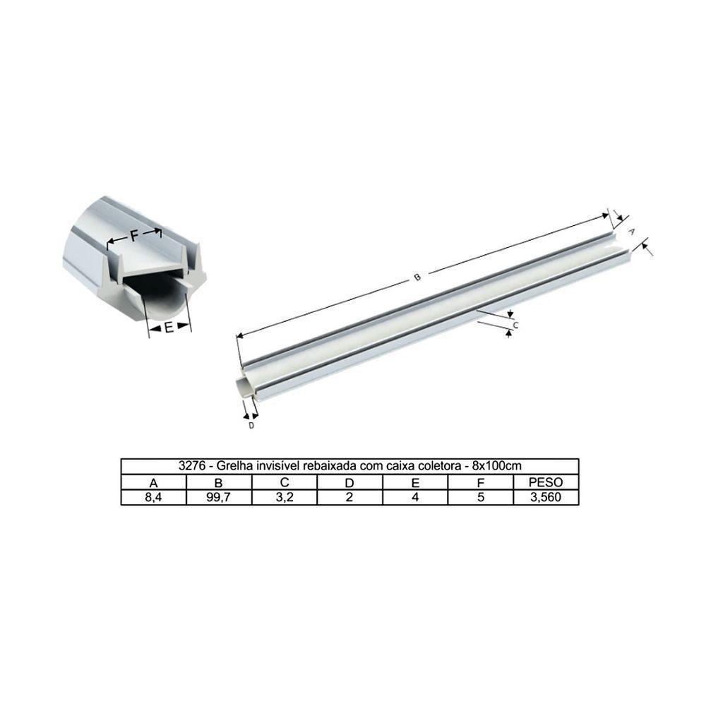 Grelha Invisível Oculta Rebaixada Caixa Coleta Bege 100x8cm - 4