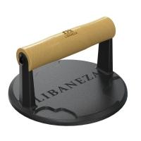 Prensador Bife Ferro Fundido Hambúrguer Cabo De Madeira 15cm - 1