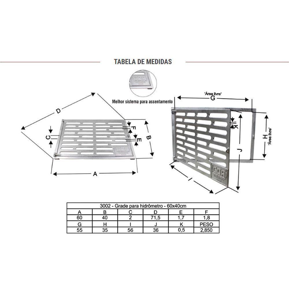 Frente Protetora Hidrômetro Articulada Porta Cadeado 60x40cm - 2