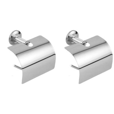 Kit 2 Suporte Papeleira Tampa Para Papel Higiênico Aço Inox