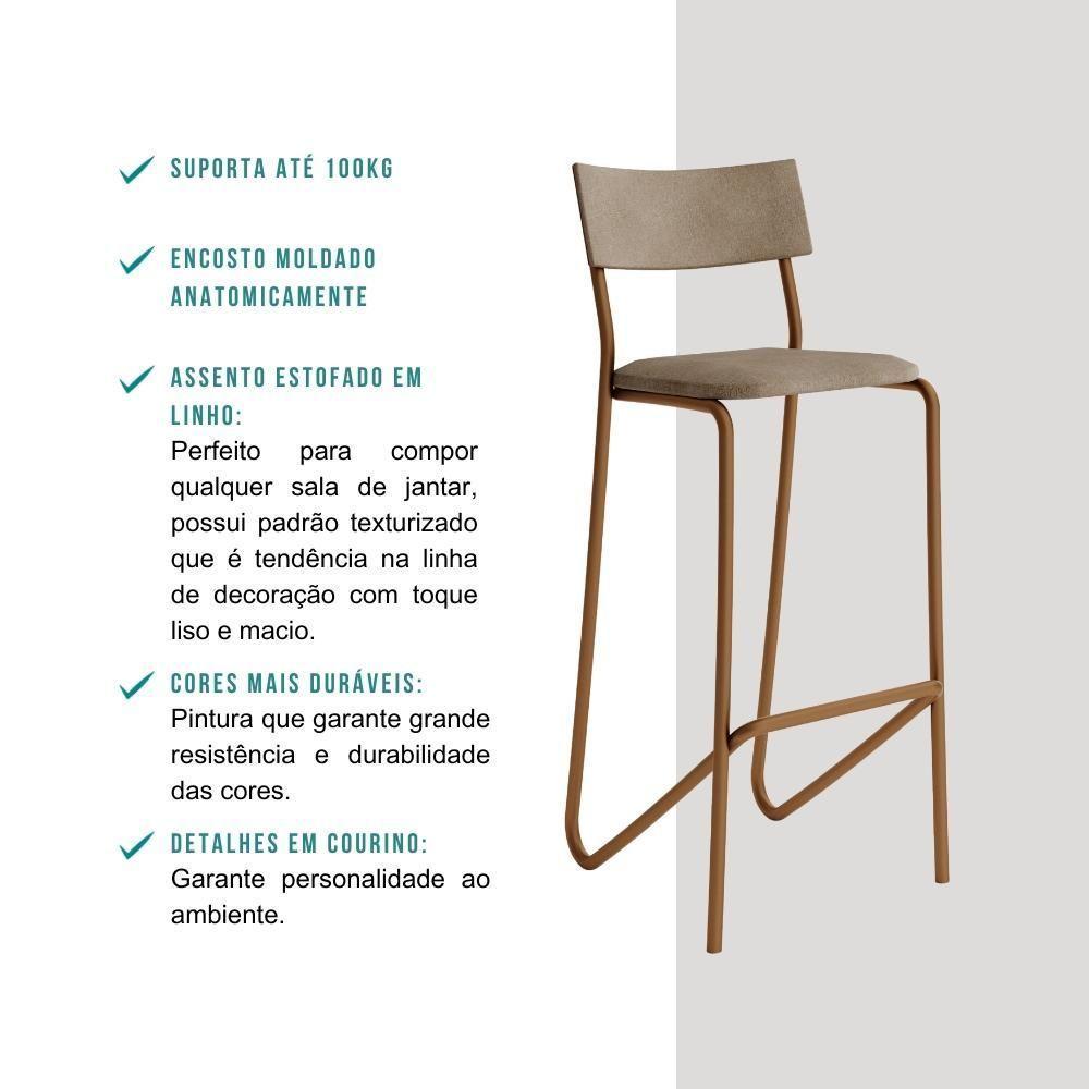 Banqueta Alta Cozinha Balcão 1747 Carraro Areia Rose - 4