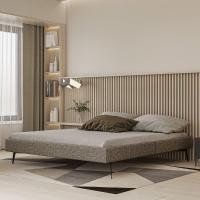 Base Bi Partida Slim Casal Em Linho Sem Cabeceira Skybox Cor Marrom - 1