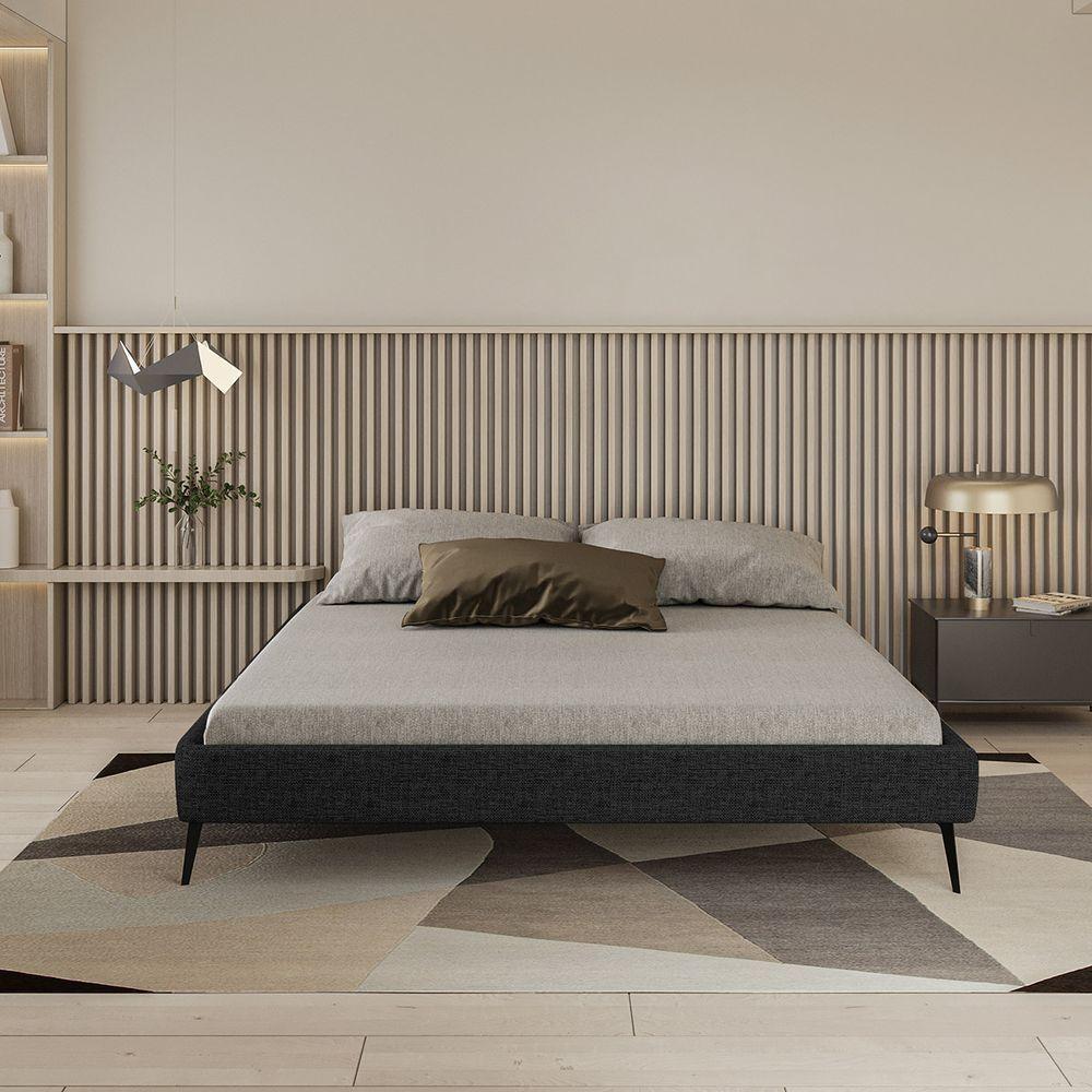 Base Bi Partida Slim Casal Em Linho Sem Cabeceira Skybox Cor Preto - 4