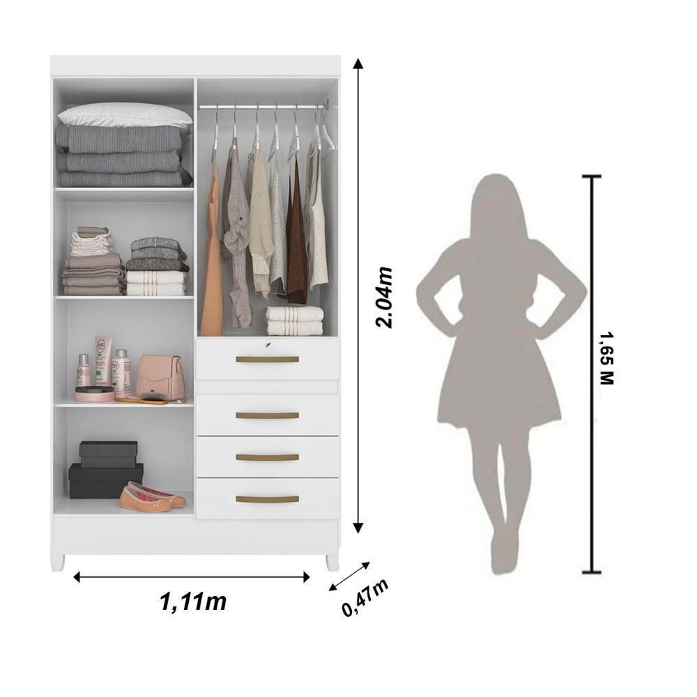 Guarda Roupa Solteiro 4 Portas 4 Gavetas Branco - Rosa - Azul - Lilas Flex Sobral - Moval - 5