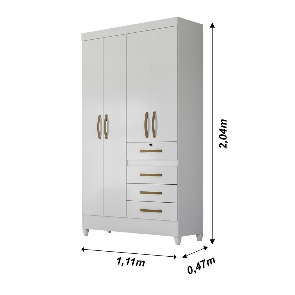 Guarda Roupa Solteiro 4 Portas 4 Gavetas Branco - Rosa - Azul - Lilas Flex Sobral - Moval - 8