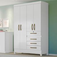 Guarda Roupa Solteiro 4 Portas 4 Gavetas Branco - Rosa - Azul - Lilas Flex Sobral - Moval - 1