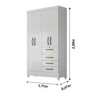 Guarda Roupa Solteiro 4 Portas 4 Gavetas Branco - Rosa - Azul - Lilas Flex Sobral - Moval - 8