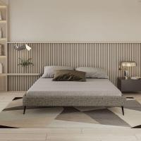 Base Bi Partida Slim Queen Em Linho Sem Cabeceira Skybox Cor Marrom - 4