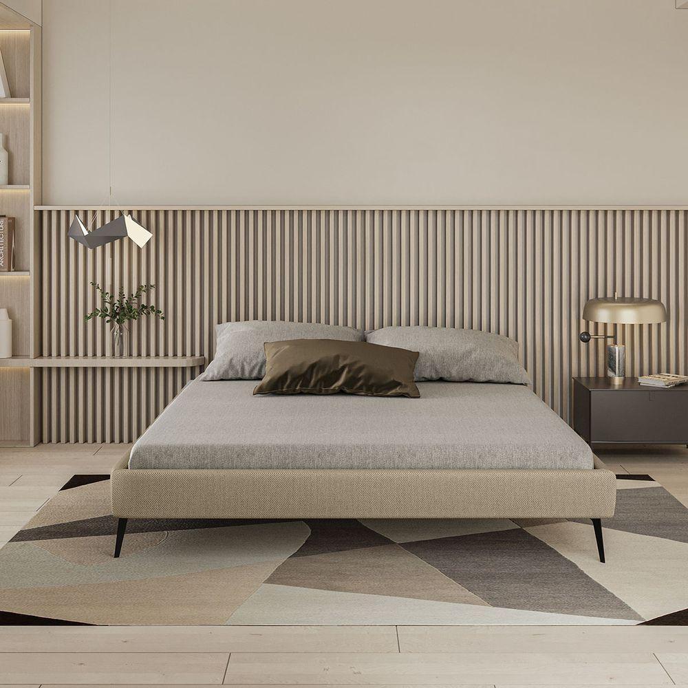 Base Bi Partida Slim King Em Linho Sem Cabeceira Skybox Cor Bege - 2