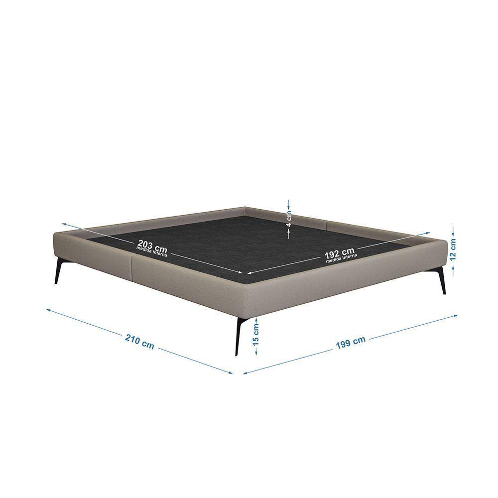 Base Bi Partida Slim King Em Linho Sem Cabeceira Skybox Cor Bege - 4