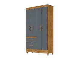 Guarda Roupa Solteiro 4 Portas 2 Gavetas Freijo - Cinza Madri - Moval - 5