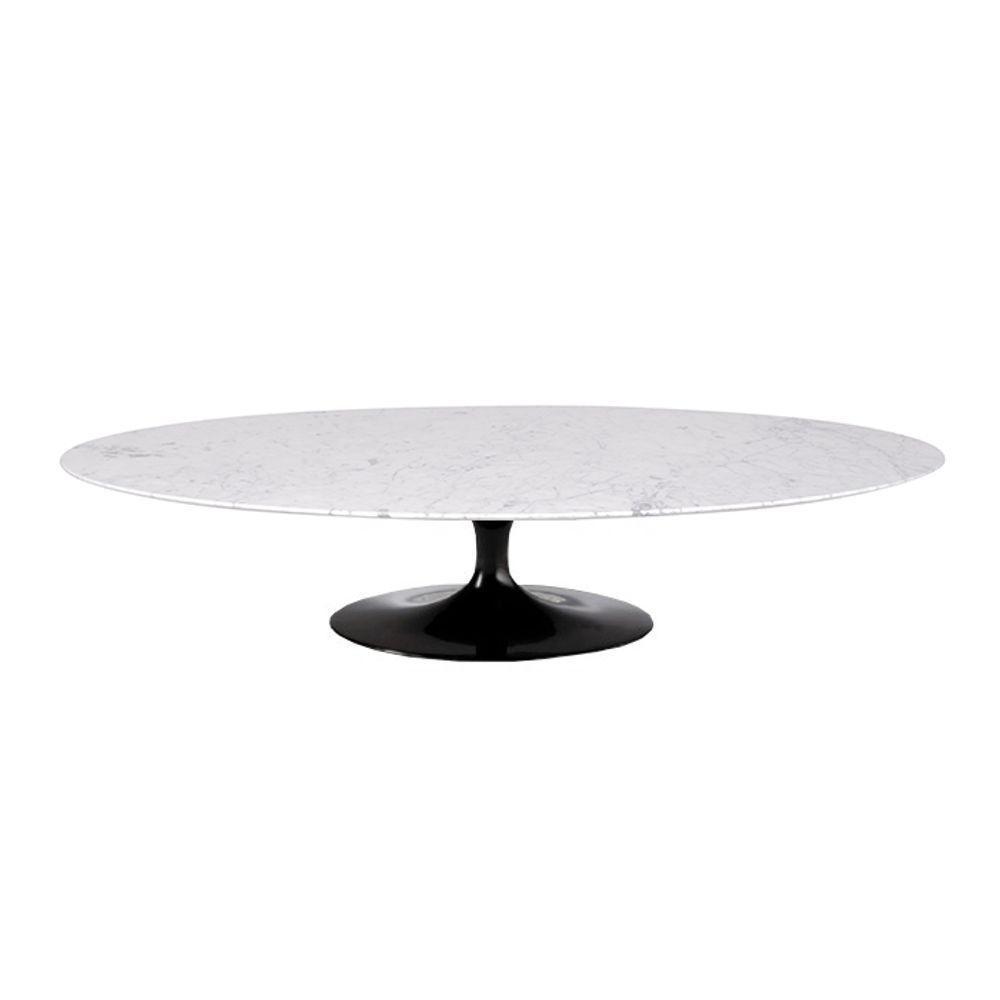 Mesa De Centro Saarinen 46cm Oval Carrara 135x90cm - Base Preta - 1