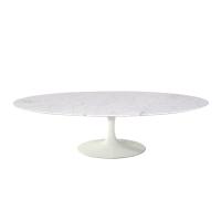 Mesa De Centro Saarinen 46cm Oval Carrara 135x90cm - Base Branca - 1