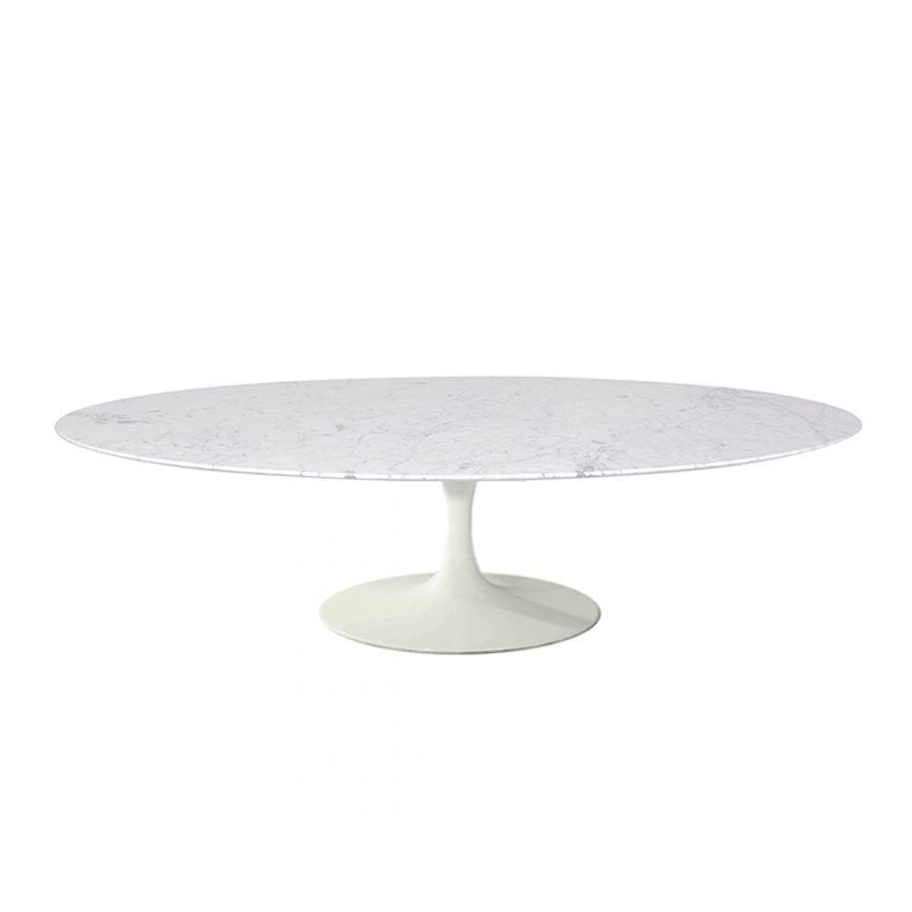 Mesa De Centro Saarinen 46cm Oval Carrara 120x80cm - Base Branca - 1