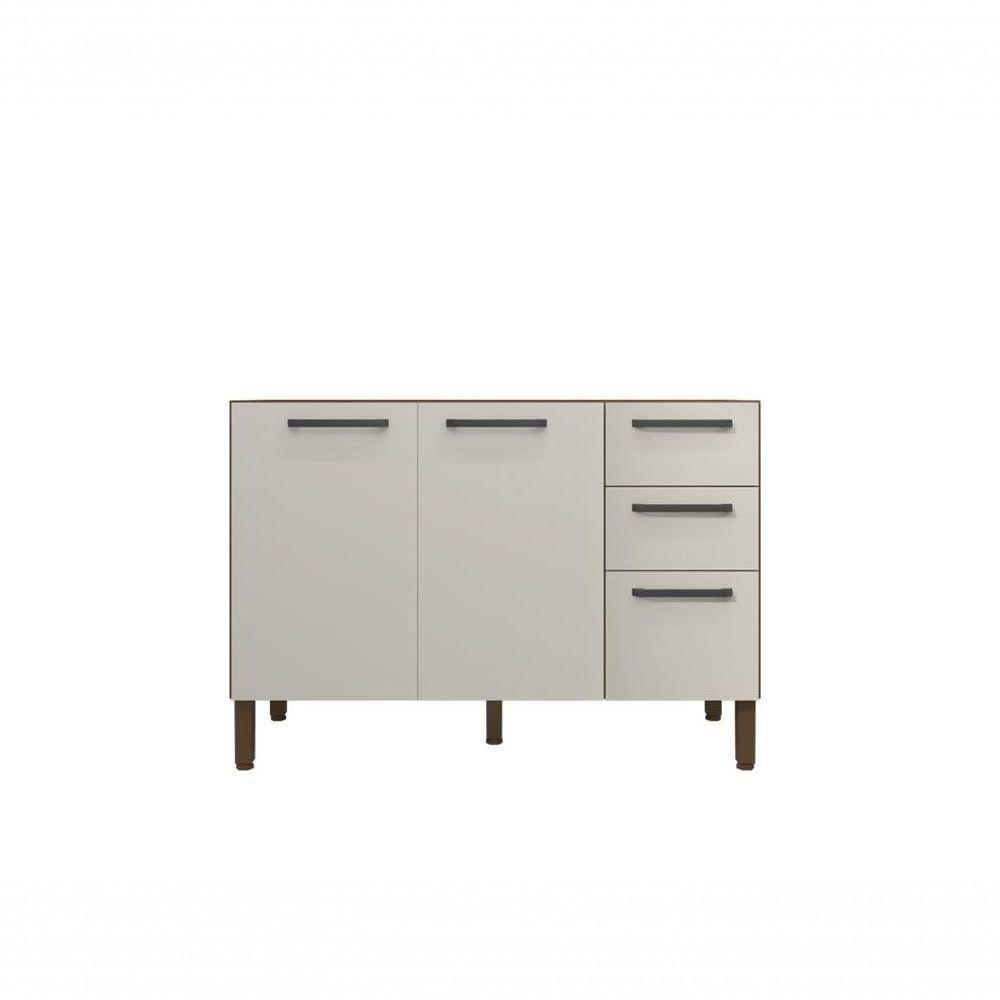 Balcão 1,2m 3 Portas 2 Gavetas Sem Tampo Mad Versalhes Nogueira Off White - 4