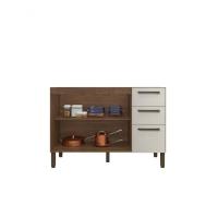 Balcão 1,2m 3 Portas 2 Gavetas Sem Tampo Mad Versalhes Nogueira Off White - 2