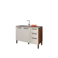 Balcão 1,2m 3 Portas 2 Gavetas Sem Tampo Mad Versalhes Nogueira Off White - 3