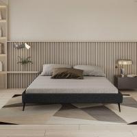 Base Bi Partida Slim Queen Em Linho Sem Cabeceira Skybox Cor Preto - 2