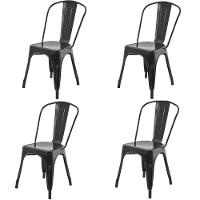 Kit 4 Cadeiras Tolix Iron Titan Rivatti Aço Preto - 1