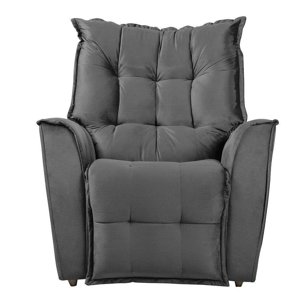 Poltrona Do Papai Reclinável King Veludo Speciale Home Cinza Chumbo - 5