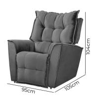 Poltrona Do Papai Reclinável King Veludo Speciale Home Cinza Chumbo