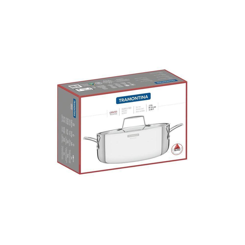 Caçarola Tramontina Grano Rasa Em Aço Inox Corpo Triplo Com Tampa E Alças 24 Cm 4,4 L Tramontina - 5