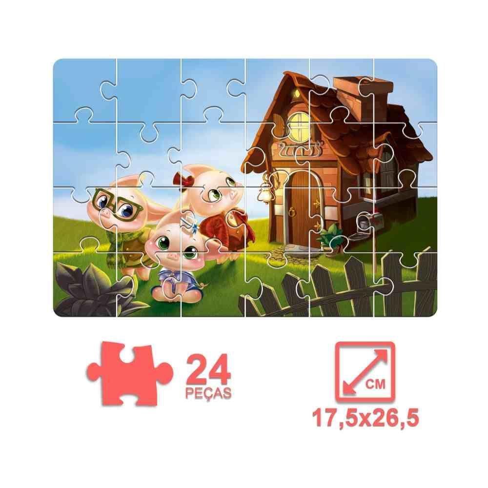 Quebra-cabeça - 24 Peças - Os Três Porquinhos - Pais E Filhos - 1