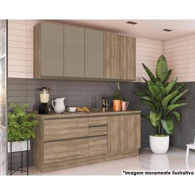 Cozinha Completa Maxxi 6 Peças (2 Armários + 2 Balcões + 2 Complementos) CPT54 Nogal - Kappesberg