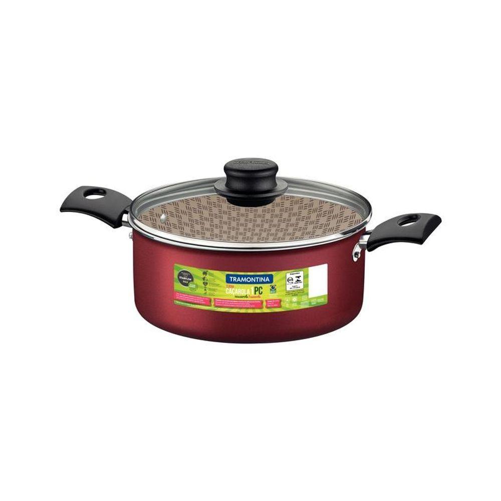 Panela Caçarola 20 Cm Tramontina Antiaderente Turim Vermelha - 2