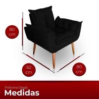 Kit 02 Poltrona Para Sala E Quarto Decorativa Opala Suede Cor Preto - 3