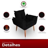 Kit 02 Poltrona Para Sala E Quarto Decorativa Opala Suede Cor Preto - 5