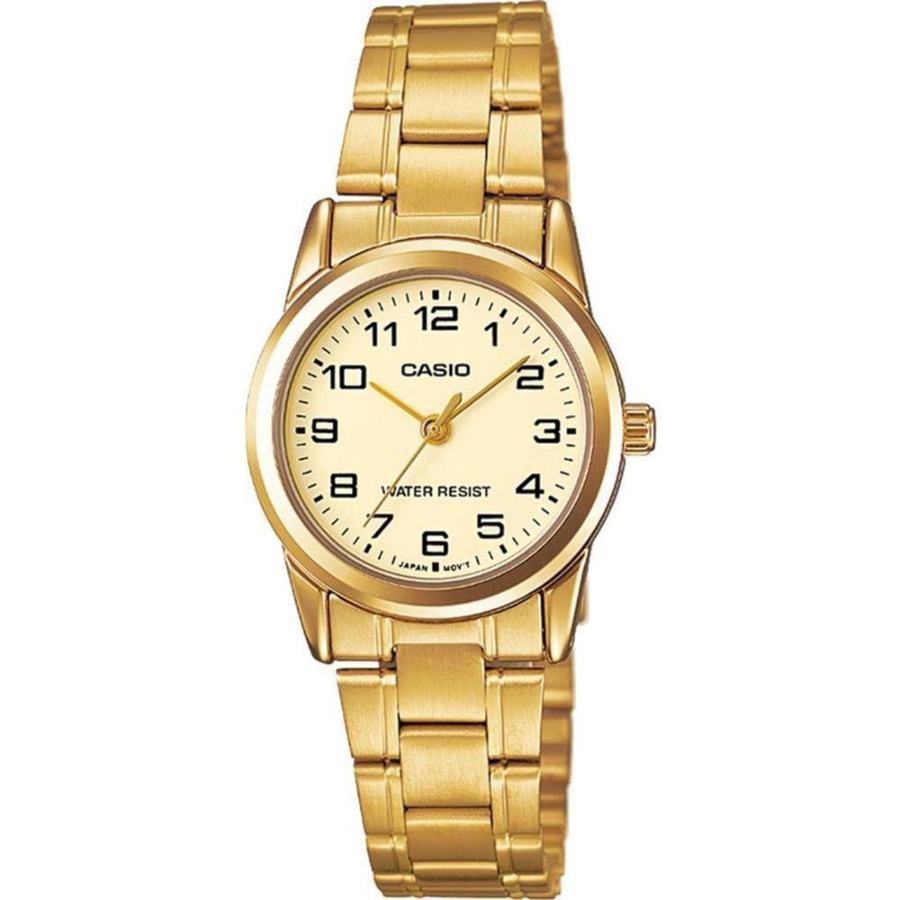 Relógio Casio Feminino Ref: Ltp-v001g-9budf Clássico Dourado - 1