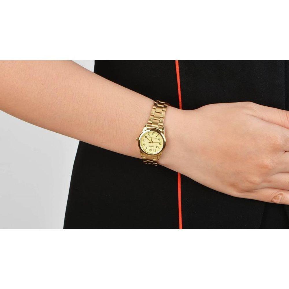Relógio Casio Feminino Ref: Ltp-v001g-9budf Clássico Dourado - 3