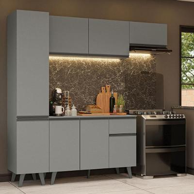 Armário De Cozinha Completa 220cm Cinza Nice Madesa 01 Cinza