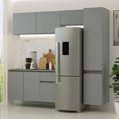 Armário de Cozinha Completa Suspenso Nice 8 Portas 1 Gaveta MDP 220cm Cinza