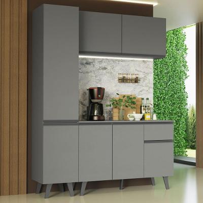 Armário de Cozinha Completa Nice 7 Portas 1 Gaveta MDP 160cm Cinza