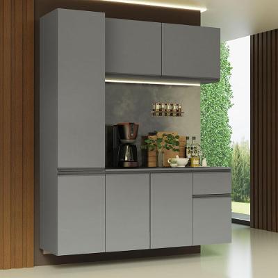 Armário de Cozinha Completa Nice 7 Portas 1 Gaveta MDP 160cm Cinza Texturizado Suspenso