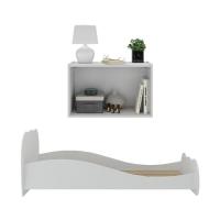 Cama Solteiro Com Mesa De Cabeceira 2 Portas Multimóveis Mp4175 Branca Branco - 3