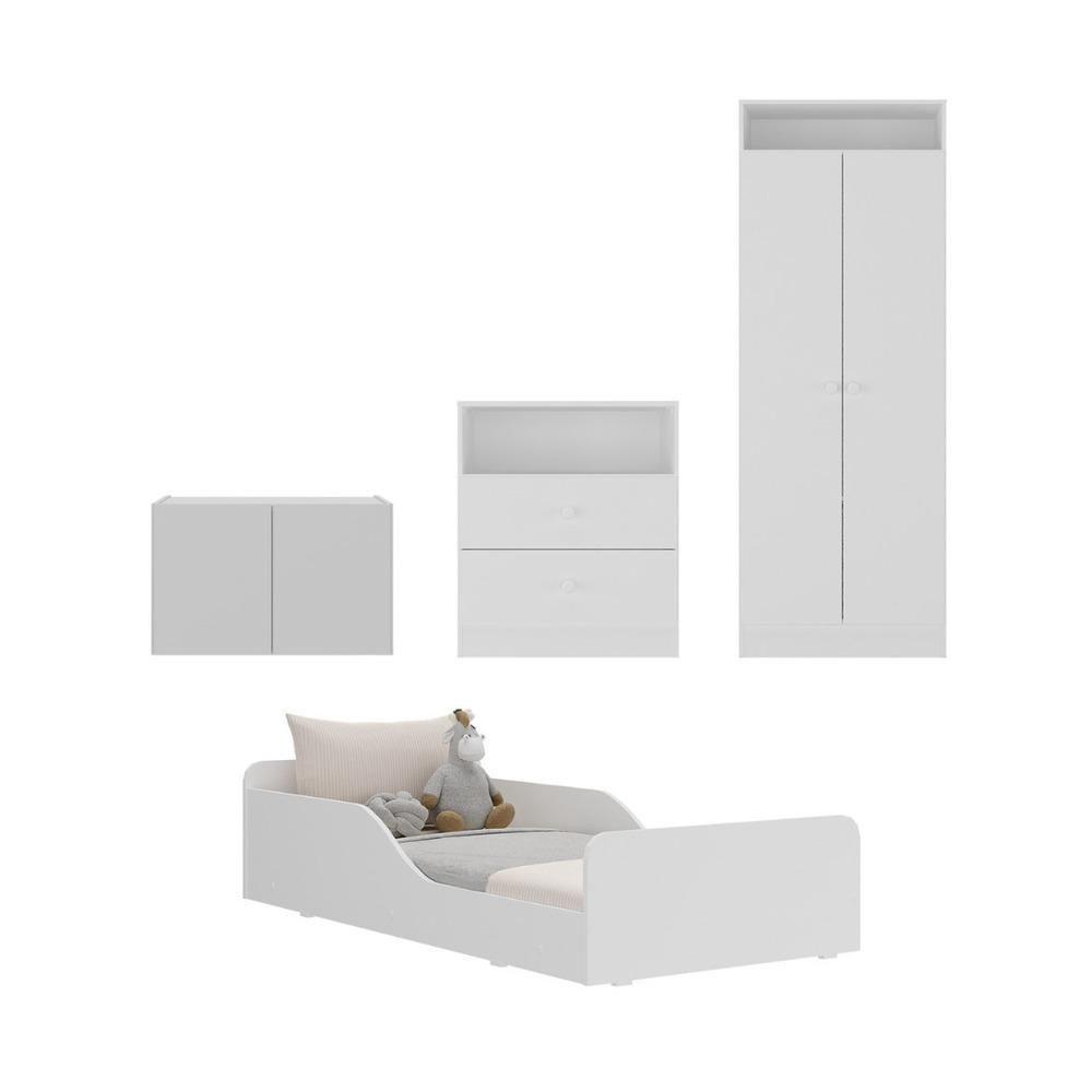 Quarto Infantil Completo C/ Minicama E Mesa Cabeceira Multimóveis Mp4204 Branco Branco - 2